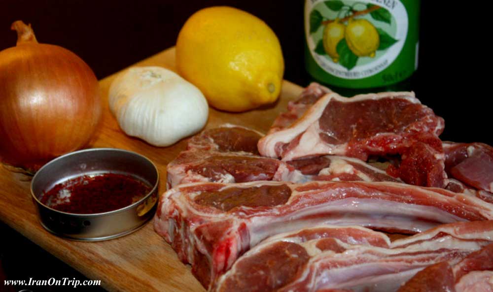 Lamb Rib Roast (Lamb Shashlik) in oven with Saffron Rice Persian Style 