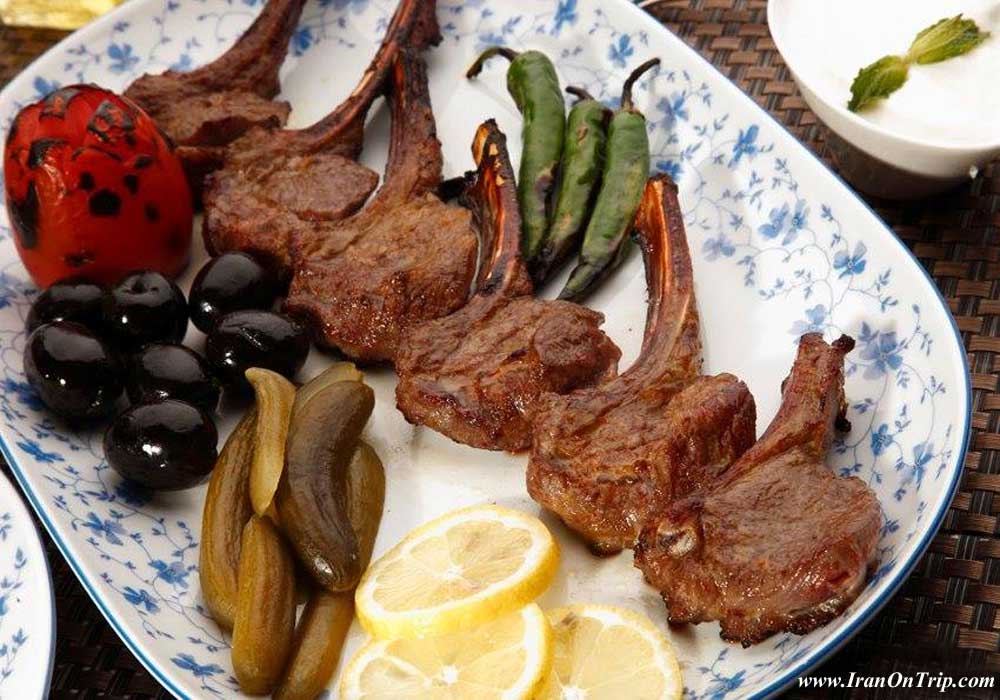 Lamb Rib Roast (Lamb Shashlik) in oven with Saffron Rice Persian Style 